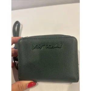 Betsey‎ Johnson XOSKULLY Dark Green Small Zip Around Wallet Wristlet READ thumbnail 2