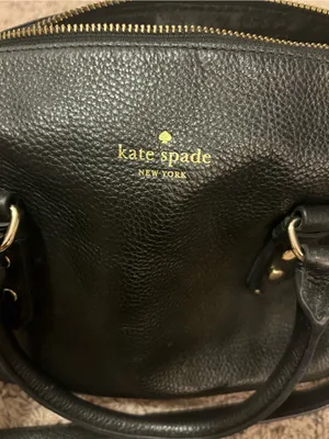 kate spade black pebbled leather satchel with gold logo thumbnail 2