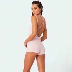 Edikted Pointelle Strappy open back romper SZ M thumbnail 3