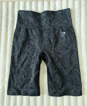 Gymshark Black Textured High-Waist Bike Shorts thumbnail 1
