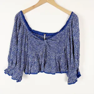 Free People Brittnee Printed Top Blue Floral thumbnail 4