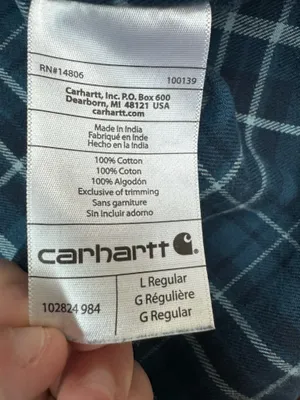 Carhartt Relaxed Fit Mens Blue Plaid Trumbull Button Down Shirt Size Large thumbnail 5