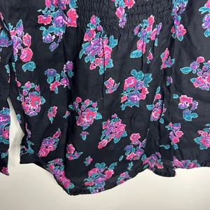 Billabong Women's Floral Button-Up Shirt‎ Size S 100% Cotton Black & Pink thumbnail 9