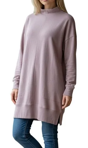 90 Degree by Reflex Tunic Sweatshirt‎ Womens Medium Rose Mock Neck Thumbhole thumbnail 1