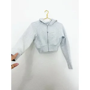 Lululemon Scuba Full-Zip Cropped Hoodie Gray Athletic Workout thumbnail 9