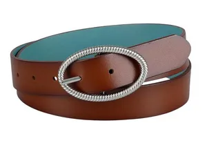 NWT Levi's Two-in-One Twisted-Buckle Reversible Belt 1.25 in. Tan / Blue XL thumbnail 1