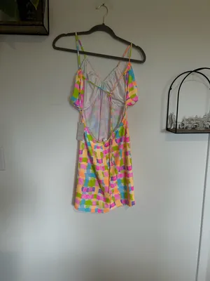 NWT Show‎ Me Your Mumu Micro Mini Swimsuit Coverup Dress Neon Size XL thumbnail 4