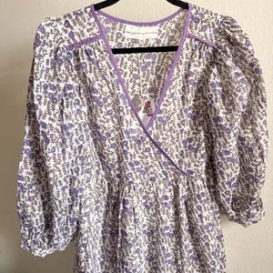 Daughters of India Binita Mini Dress Violet Floral Boho Cotton XS NWT thumbnail 5