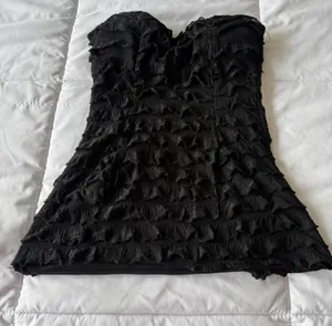 Charlotte Russe Black Strapless Ruffle Bustier Mini Dress Top (S) thumbnail 3