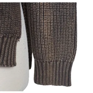 Umgee Chunky Knit‎ Sweater Women's Medium Mineral Wash Lace-Up Shoulder Grunge thumbnail 7
