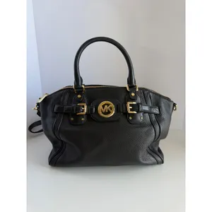 Michael Kors Hudson Belted Leather Satchel Black Shoulder Strap Designer‎ Luxury thumbnail 2