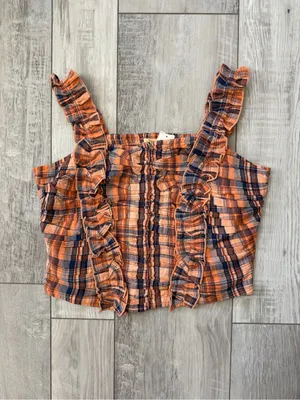 NWT Verb by Pallavi Singhee Anthropologie Cotton Ruffle Plaid Gingham Top medium thumbnail 11