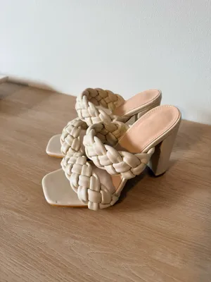Target Elegant Cream braided women’s sandals thumbnail 3