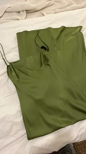 Abercrombie Green Satin Maxi Dress thumbnail 5