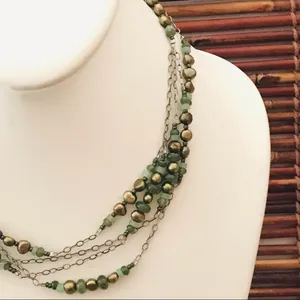 Silpada Multi strand Green Beaded Necklace. 17” - 19” thumbnail 3