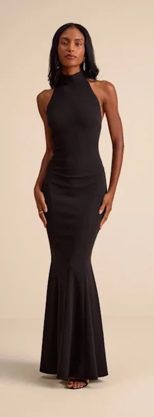 Lulu's Black Halter-Neck Maxi Mermaid Dress thumbnail 1