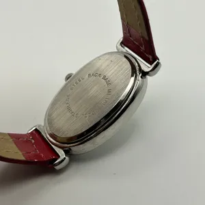 Reindeer Theme Oval Silver Tone Dial Red & Pink Band Watch Working thumbnail 6