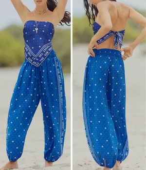Anthropologie Celandine Sheer Smocked Star-Print Balloon Pants, Size S thumbnail 2