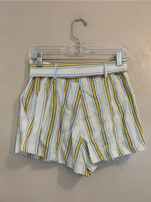 NWT Anthropologie Maeve Linen Striped Belted Shorts sz 2 thumbnail 2