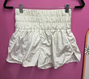 Free people movement Women's High-Waist Cream Smocked Shorts thumbnail 1