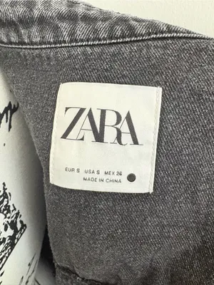 Zara Black Denim Rhinestone Fringe Oversized Jacket Size S thumbnail 9