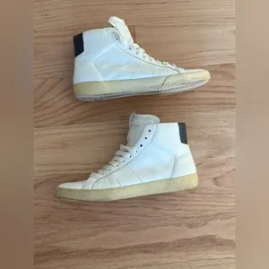 SAINT LAURENT Women's White Leather Hi Top Sneakers Size 38.5 thumbnail 5