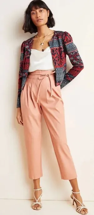Anthropologie BlankNYC Chelsea Pants Faux Leather Pleated Tapered Pink Size 28‎ thumbnail 1