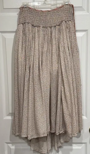 Free People Floral Smocked Midi Skirt Small Boho Ditsy Print High‎ Low Rayon thumbnail 1
