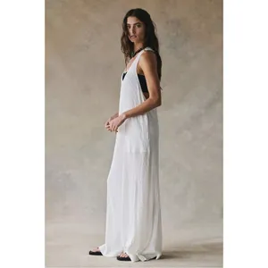 Free People Bohemian Zena One Piece Wide Leg Jumpsuit Clean Ivory Medium NWT thumbnail 4