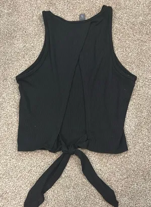 Black tie back tank top thumbnail 1