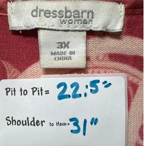 Dressbarn Woman 3X Red Pink Floral Embellished‎ Ruffle Open Front Topper thumbnail 3