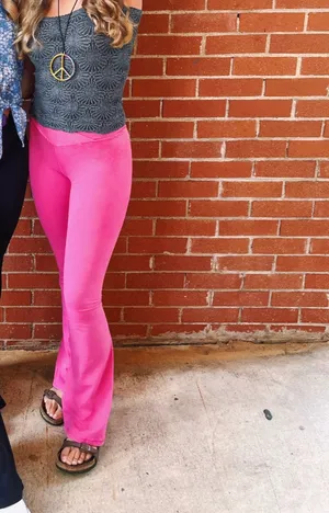 Pink Double Crossover Flare Leggings thumbnail 3