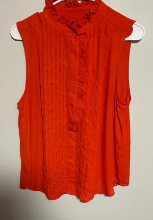 Ann Taylor Vibrant Orange Sleeveless Blouse thumbnail 1