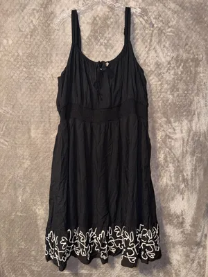 Maurices Plus Size 2X Bare Embroidered Hem Midi Dress Black NWT thumbnail 2