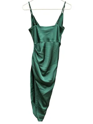 NWT MABLE Satin Slip Cowl Neck Midi Dress Emerald Green Size Small thumbnail 10