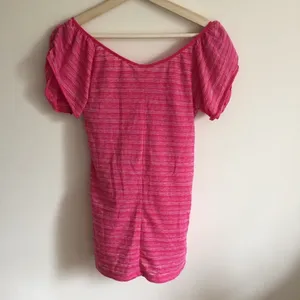 Free People Vintage Y2K Pink Stripe Gold Metallic Floral Girly Short Sleeve Tee thumbnail 7