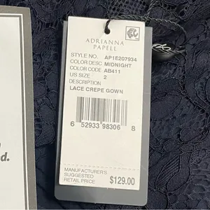NWT Adrianna Papell Size 2 Navy Lace Off Shoulder Mermaid Formal Gown Dress thumbnail 13