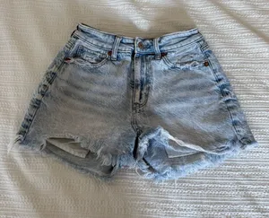 American Eagle Outfitters Light Wash Ripped Denim Shorts thumbnail 1