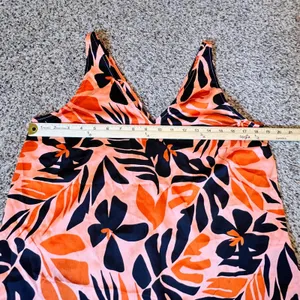 Old Navy Womens Orange Black Tropical Floral V-Neck Sleeveless Tank‎ Top Medium thumbnail 4