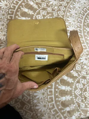 Leslie Fay Camel Ostrich-Texture Shoulder Bag with Tortoiseshell Buckle thumbnail 6
