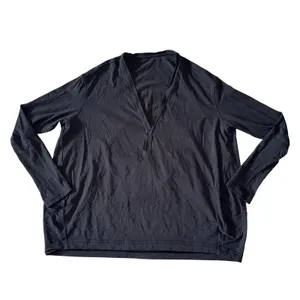 Lululemon Back in action Women Black V-Neck‎ Long Sleeve Oversized Top thumbnail 2