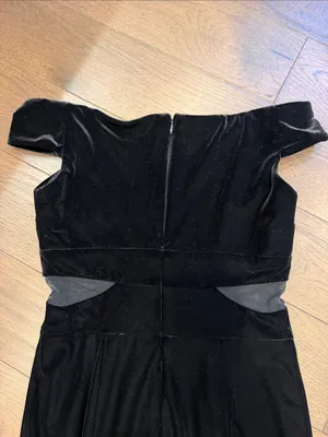 XSCAPE Black Velvet Off Shoulder Maxi Gown Cutout Formal Dress Size 6 - C61-123 thumbnail 9