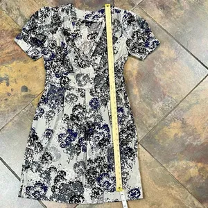 Banana Republic Women's V-neck Multicolor Short Puff Sleeved Dress 10 thumbnail 5
