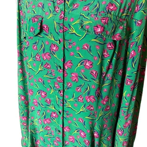 Long Tall Sally Green Button Front Midi Dress US 12 Large Shift Pink Floral thumbnail 5