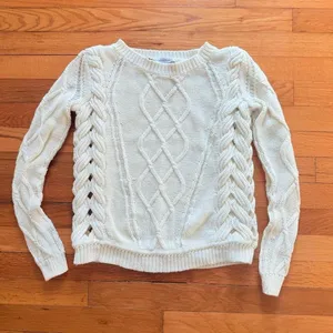 DIANE VON FURSTENBERG Knit Crochet Cream Sweater‎ size Petite - S thumbnail 1