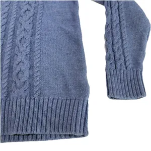 LL Bean Blue Double L Mixed Cable‎ Crew Neck Pullover Sweater Size MEDIUM thumbnail 6