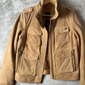 Harley Davidson Women’s Tan Leather Suede Moto Jacket Size M Biker Baddie Zipper thumbnail 2