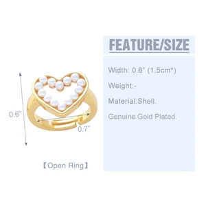 NWT PRETTY SOLID PEARL HEART RING, 18k‎ YELLOW GOLD OVER STERLING SILVER RING thumbnail 10