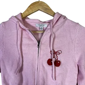 Orange Kiss NWT Womens Y2K Cherry Embroidered Cropped Jacket Pink‎ Kidcore Girly Size M thumbnail 3
