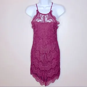 Free People She's Got It‎ Burgundy Lace Mini Dress Size XS thumbnail 7